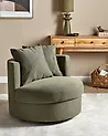 Swivel Armchair DALBY Fabric Dark Green