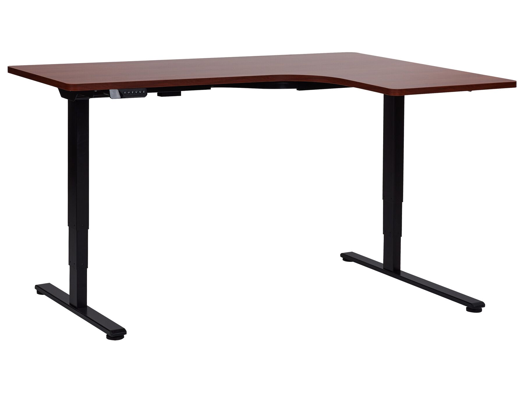 Electric Adjustable Right Corner Desk 160 x 59 cm Black and Dark Wood DESTINES _927829