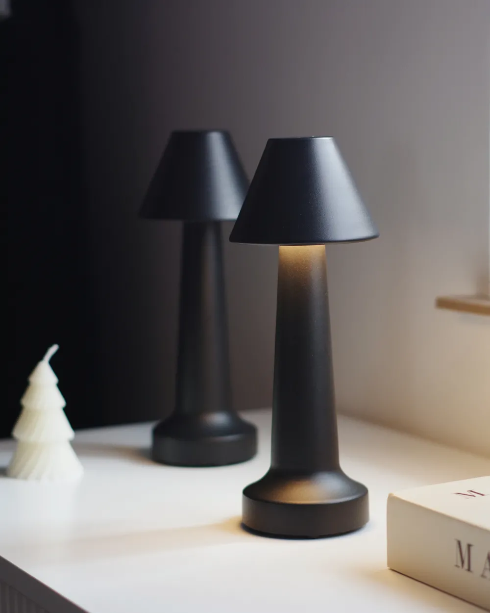 Set of 2 Wireless LED Table Lamp JOANES with Dimmer Metal Black_1051573