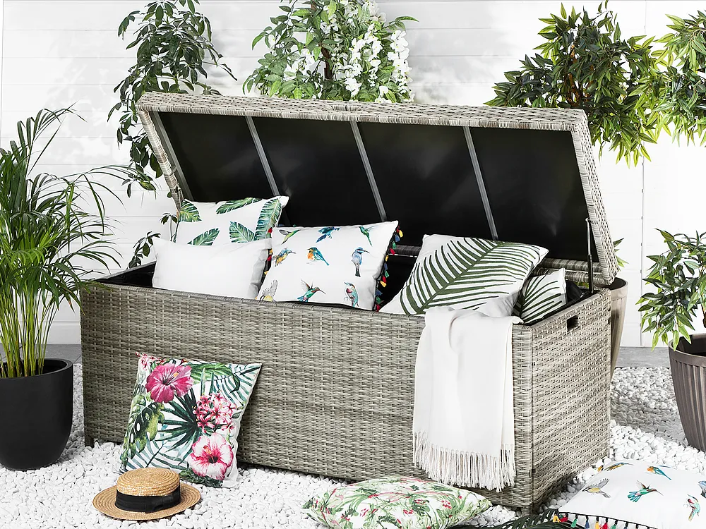 Storage Box MODENA 158 cm 63 cm PE Rattan Grey_1155134