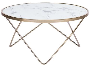 Tavolino da caffè effetto marmo bianco e oro ⌀ 80 cm MERIDIAN II