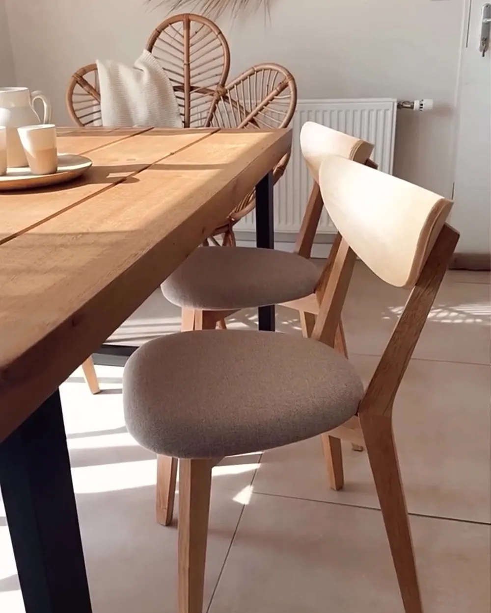 Set of Dining Chairs ERIE Wood Light Brown/ Grey