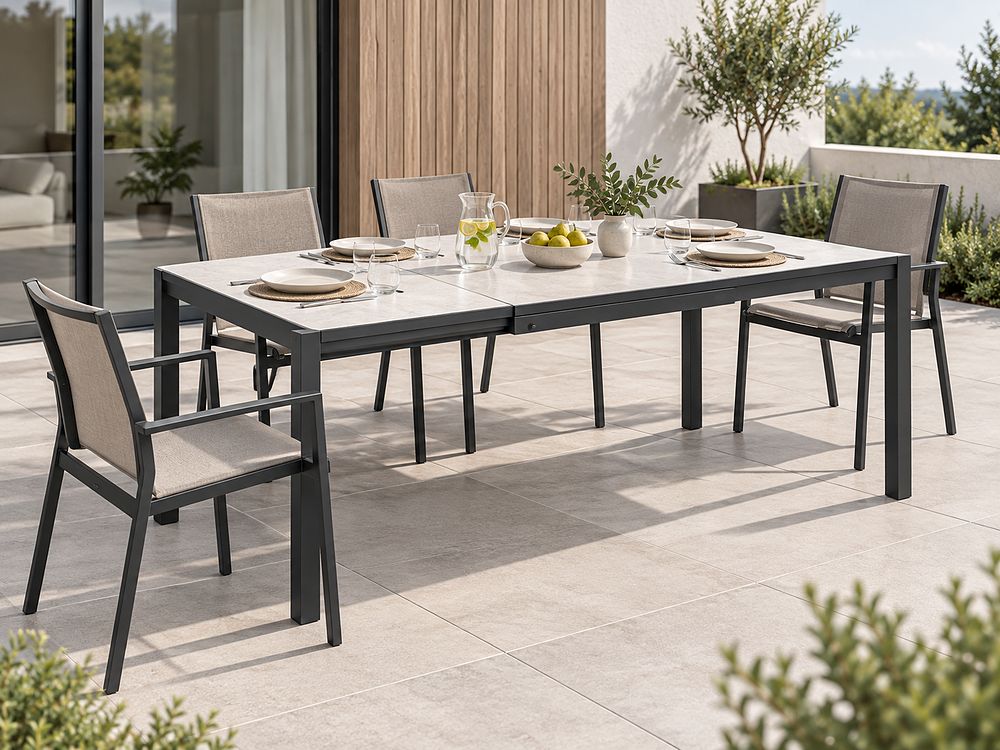 Extending Garden Dining Table BINASCO 160/220 cm 90 cm Beige