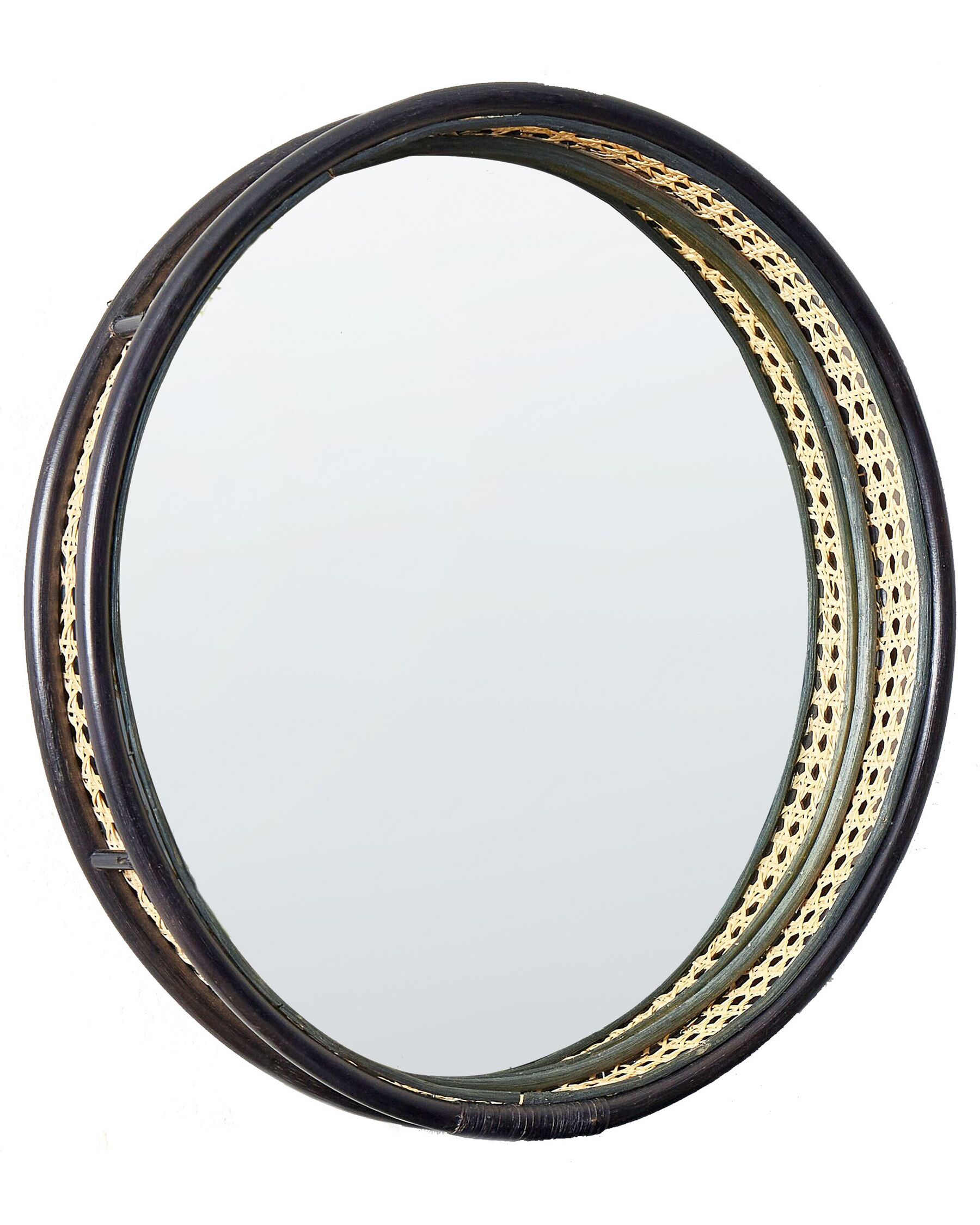 Kulaté ratanové nástěnné zrcadlo ø 60 cm černé DAKSA_894201