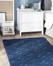 Rug SAVRAN Navy Blue 80 x 150 cm Wool_750377