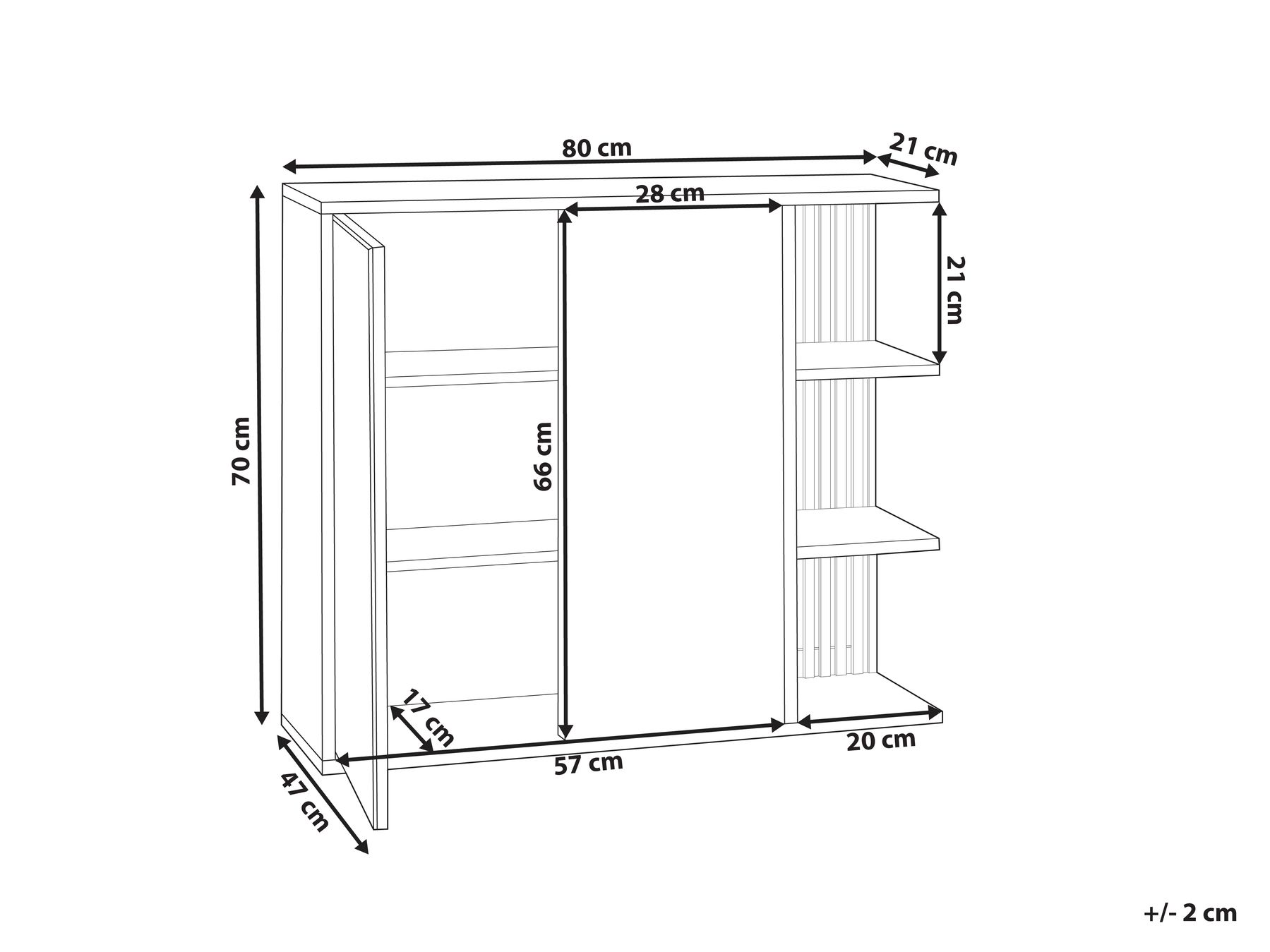 Szafka łazienkowa wisząca z lustrem NUBES 80 cm 70 cm Biały_946936