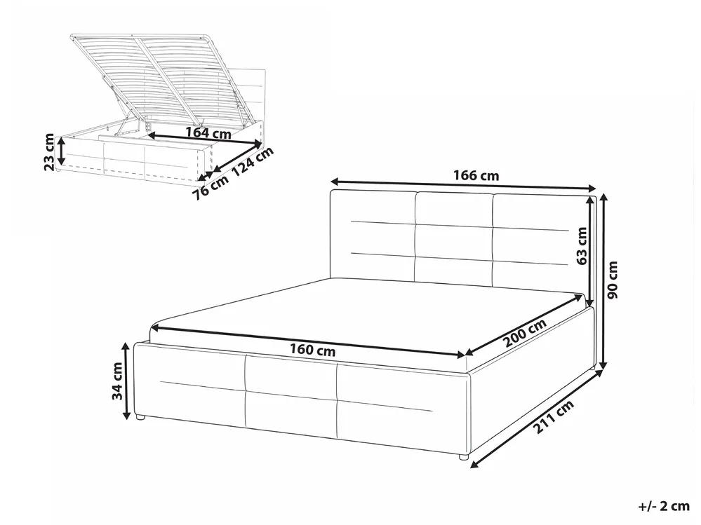 Ottoman Bed MASSOGNES Boucle Taupe 160 x 200 cm_1030471