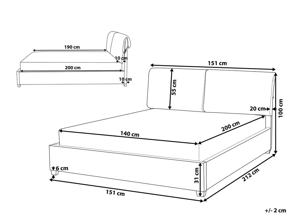 Waterbed Fabric BELFORT 140 x 200 cm (EU Double) Light Beige_849962