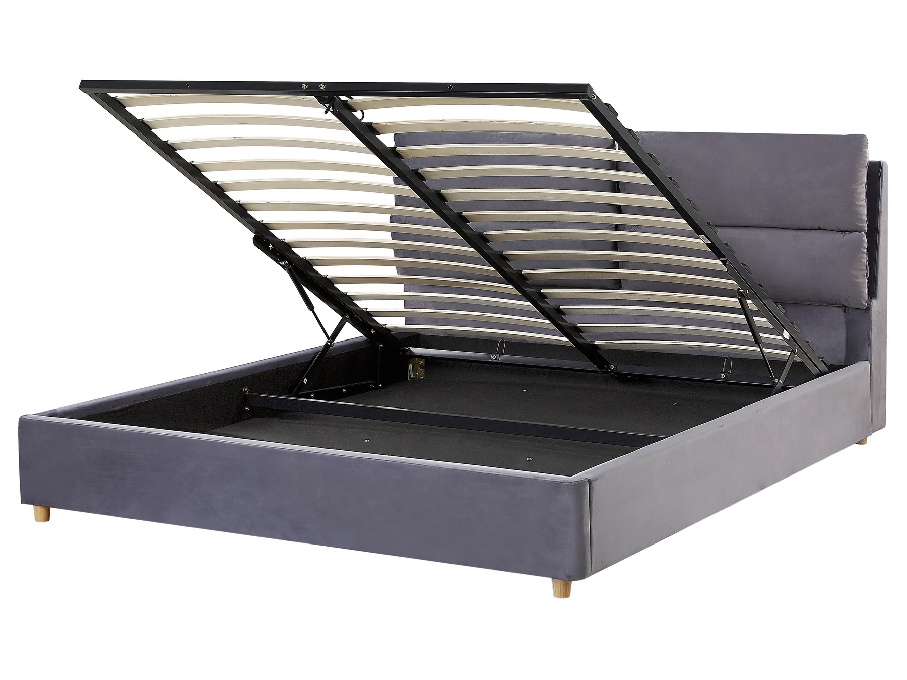 Bett mit Stauraum BATILLY Samtstoff Grau 160 x 200 cm_763505