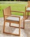Set di 8 sedie da giardino legno di acacia chiaro con cuscini tortora SASSARI II_923852