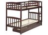 Patrová postel s úložným prostorem 90 x 200 cm tmavé dřevo REVIN_877017