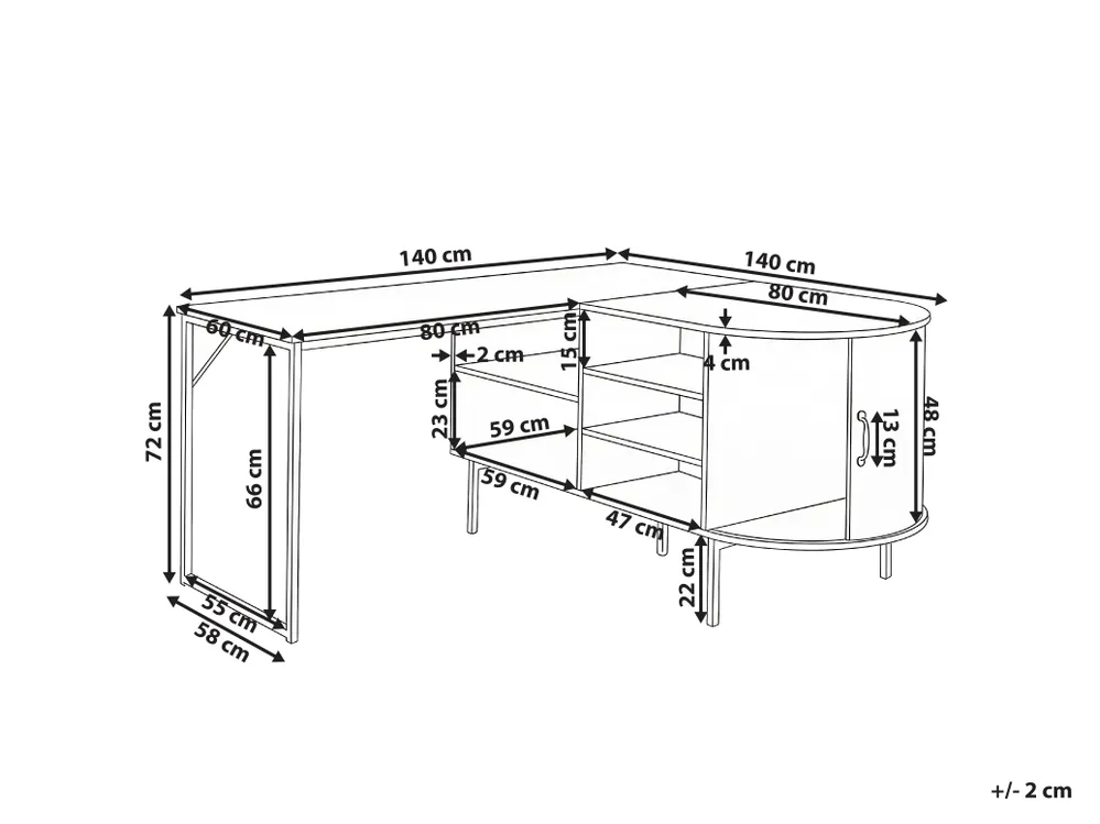 Sarok íróasztal SOLARI 140 cm 140 cm Sötétbarna_1191566