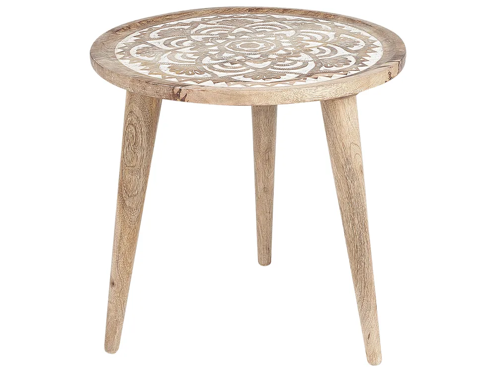 Set of 2 Side Tables SAKITA Mango Wood Brown/ White_857335