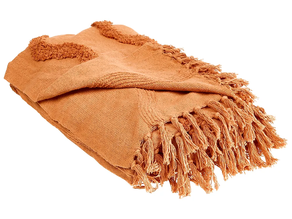 Kuscheldecke KHARI Baumwolle 150 x 200 cm Orange