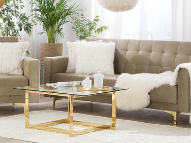 3-seters sovesofa fløyel sandbeige ABERDEEN