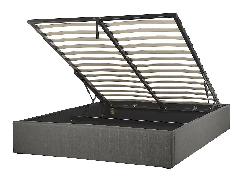 Ottoman Bed without Headboard DINAN Fabric Dark Grey 120 x 200 cm (EU Small Double)