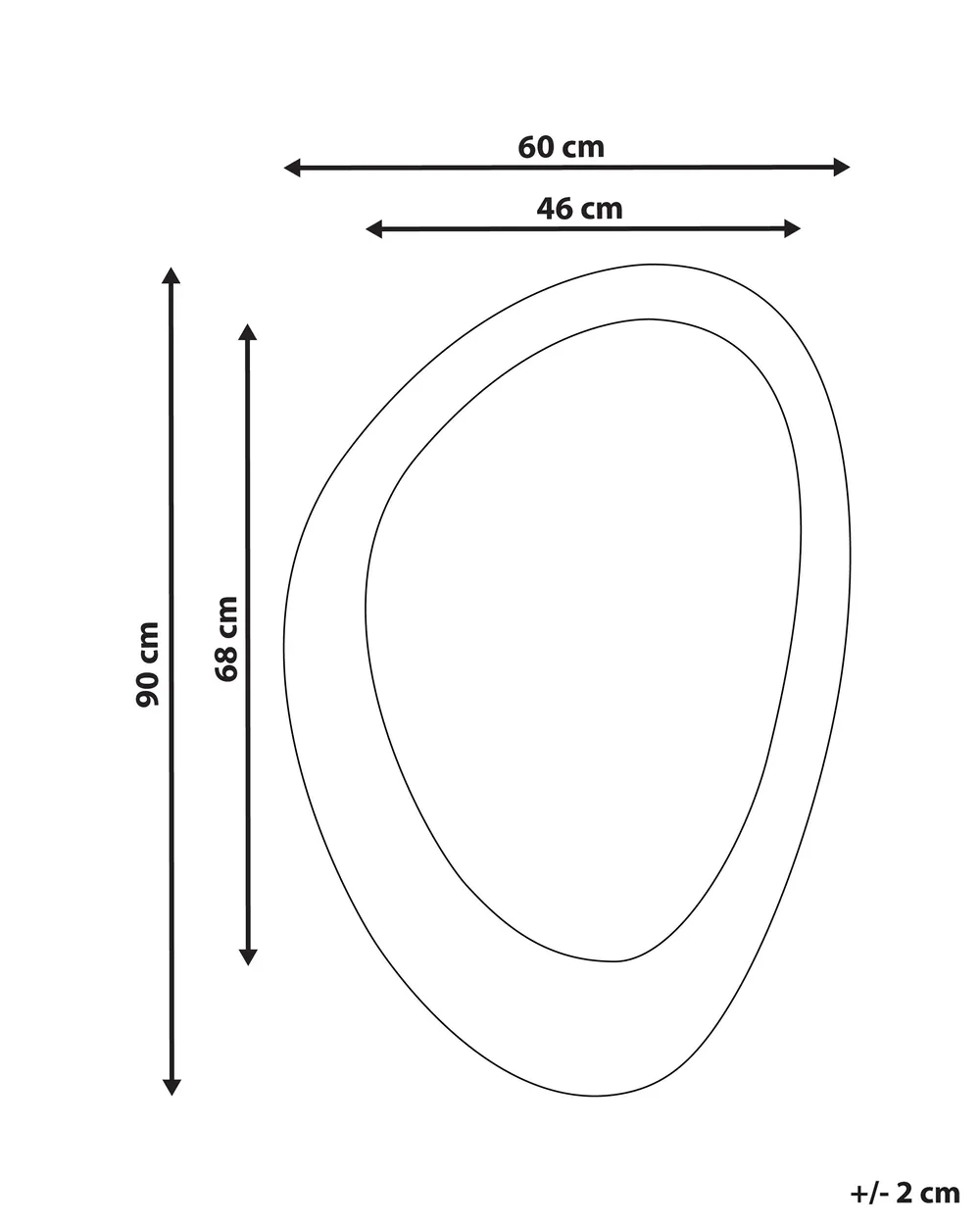 Lustro ścienne AUDES 60 cm 90 cm Welur Złamana biel_891956