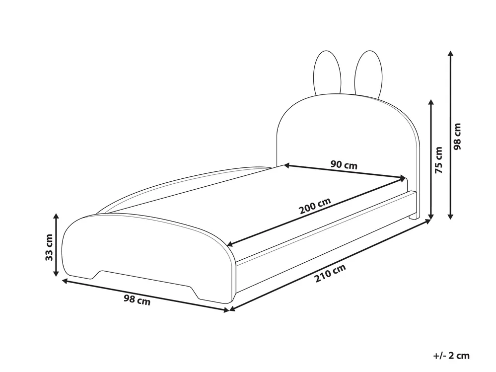 Kids Bed Rabbit Boucle PERROS 90 x 200 cm (EU Single) Beige_962036