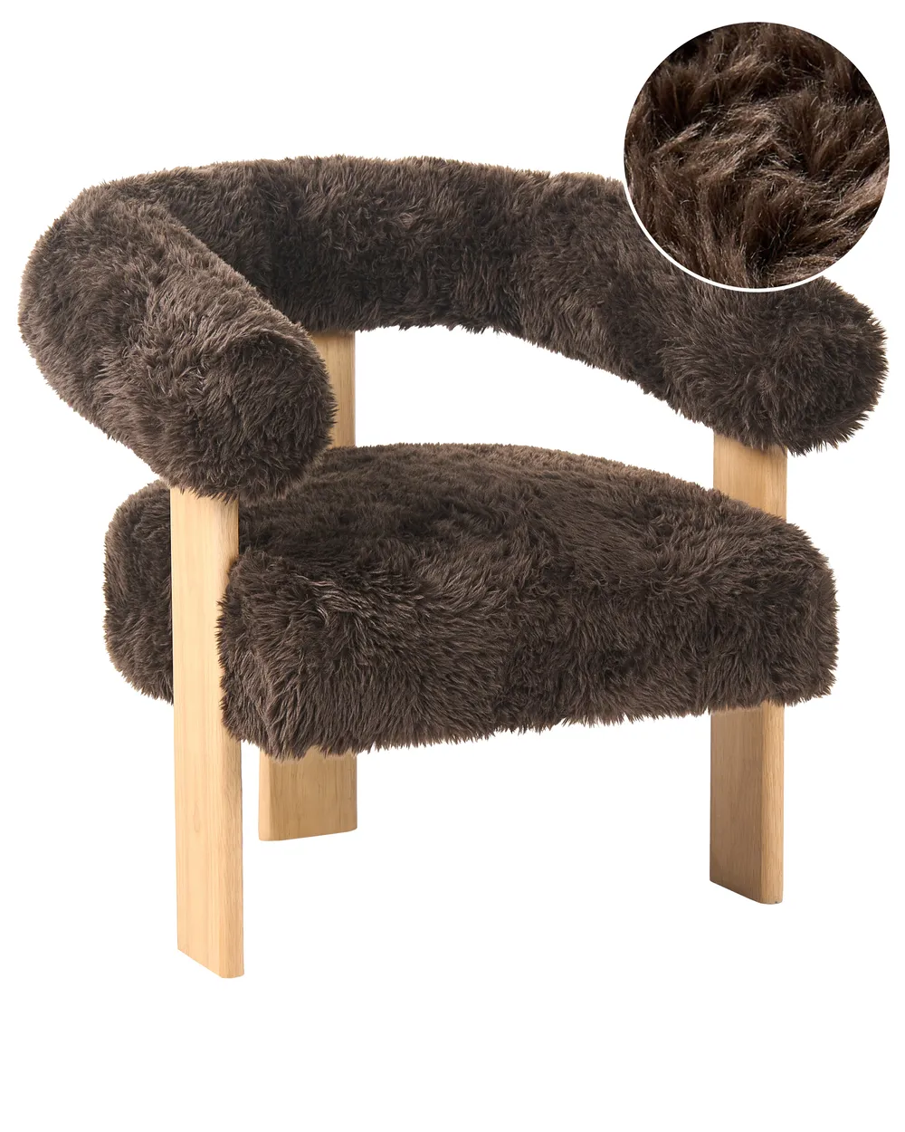 Armchair ILBRO Faux Fur Dark Brown/ Light Brown