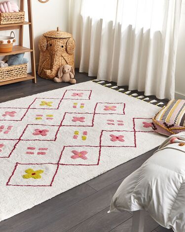 Cotton Kids Area Rug 160 x 230 cm White and Pink CAVUS