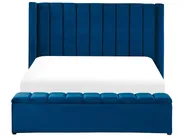 Waterbed with Storage Bench NOYERS Velvet Blue 160 x 200 cm (EU King Size)_915143