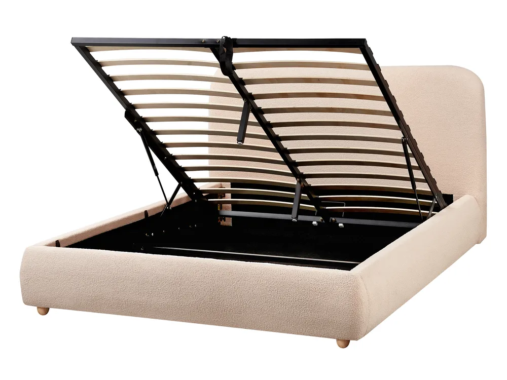 Bett mit Stauraum BLAGNAC Bouclé Beige 140 x 200 cm_1009276