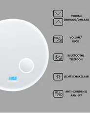 LED badkamerspiegel FIXIN 80 cm 80 cm met ingebouwde Bluetooth speaker Zilver_940618