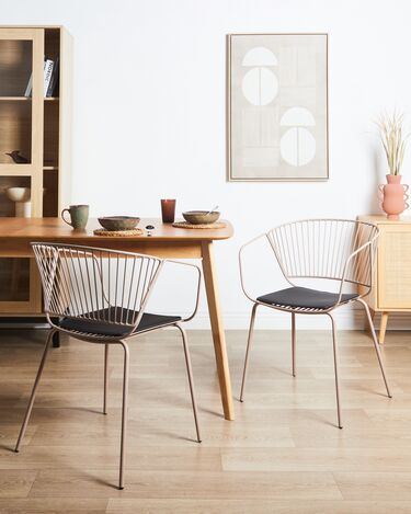 Set of 2 Metal Dining Chairs Beige RIGBY