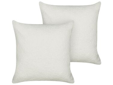 Conjunto de 2 almofadas decorativas em tecido bouclé branco 45 x 45 cm LEUZEA