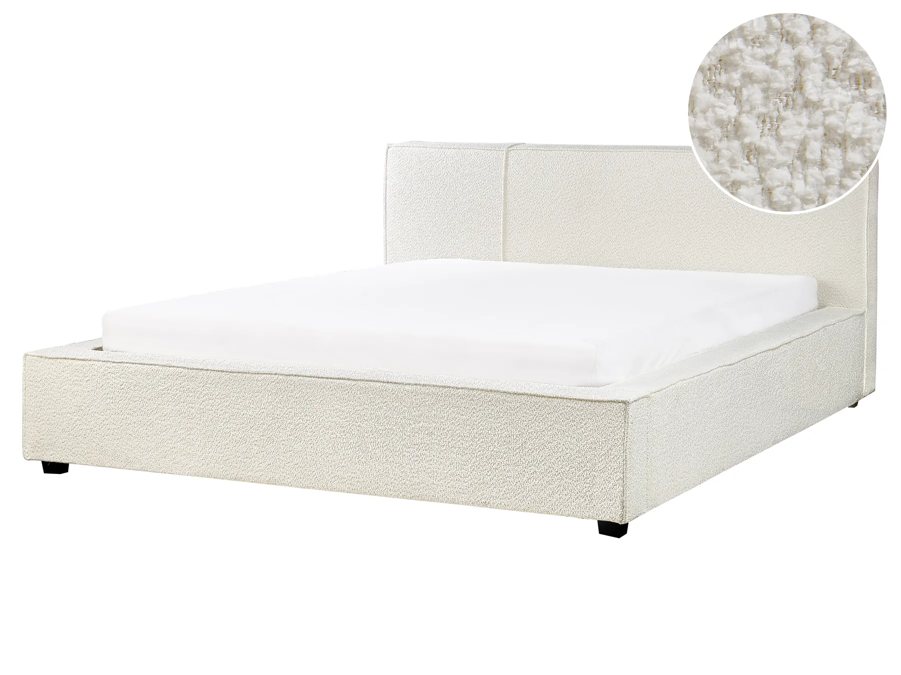 Bett mit Lattenrost Bouclé MIRANDE 160 x 200 cm Cremeweiß_943321