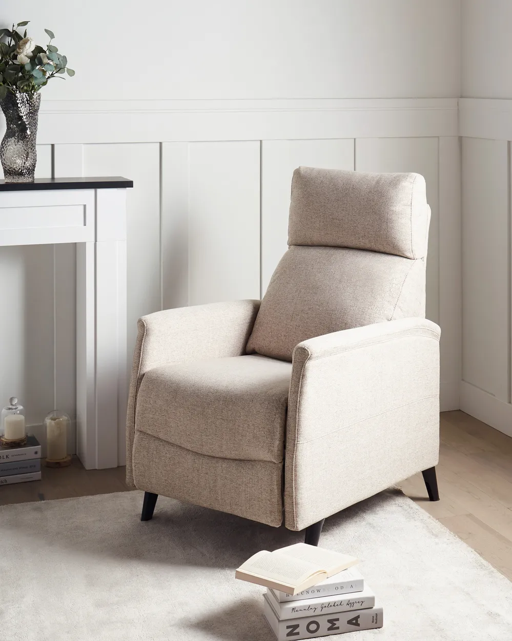 Sillón reclinable SELVIK Con reposapiés Tela Gris pardo