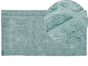 Teppich Baumwolle mintgrün 80 x 150 cm geometrisches Muster Kurzflor SIRNAK