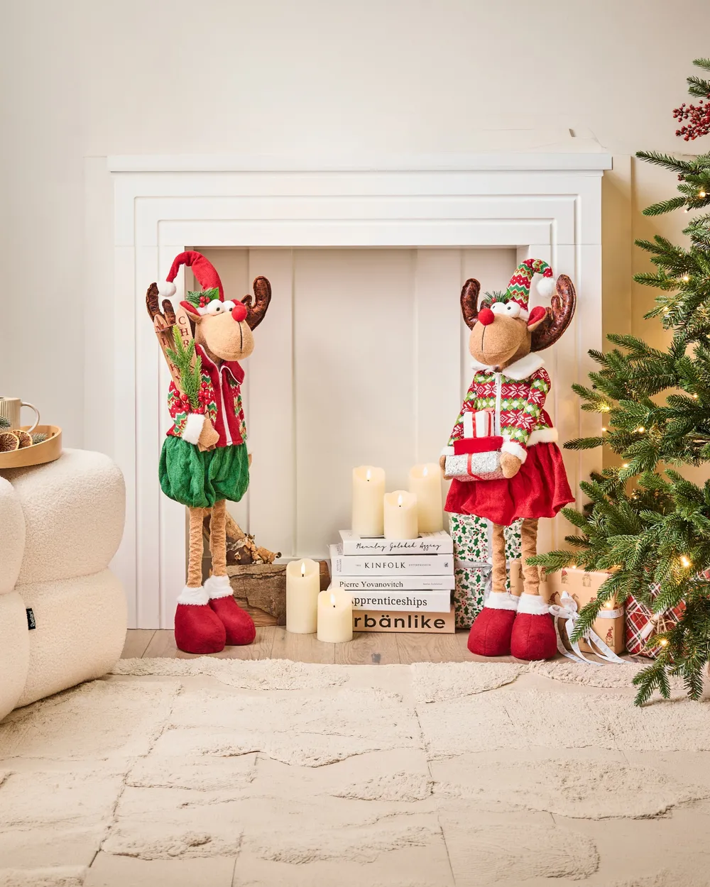 Set of 2 Christmas Decorations ULDALSANA 66-95 cm Reindeer Multicolour_1093473