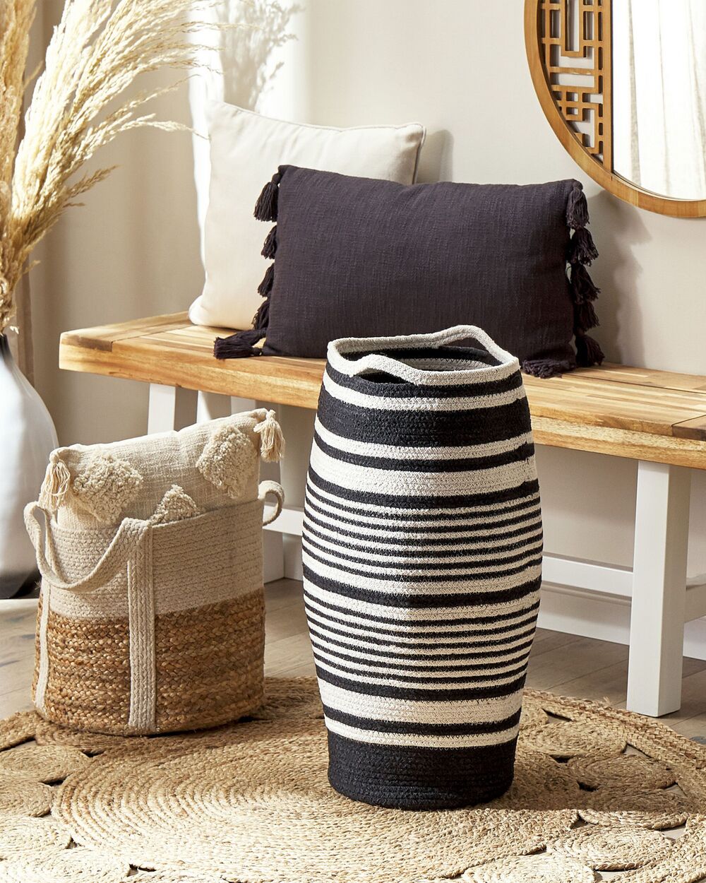 Cotton Basket White and Black ARRAH Beliani