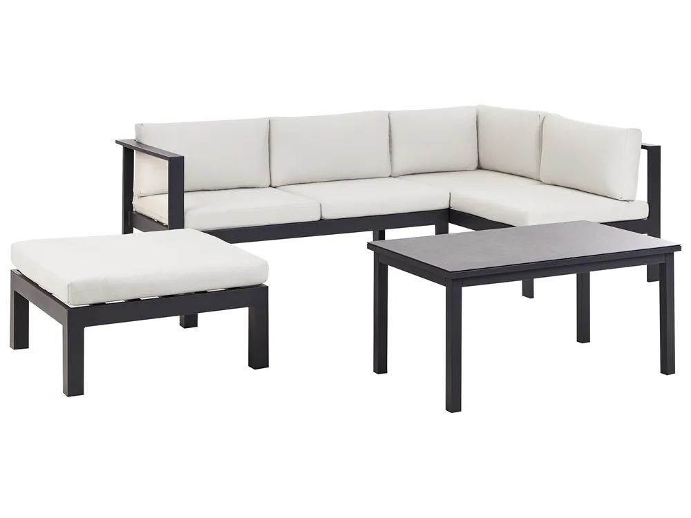 Set di divani angolari da giardino 5 posti MESSINA Metallo Bianco sporco Lato Sinistro_929521