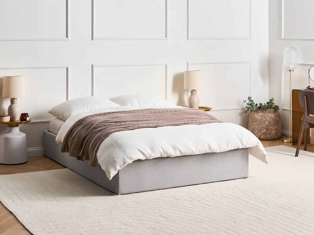 Fabric Ottoman Bed Light Grey DINAN Various Sizes