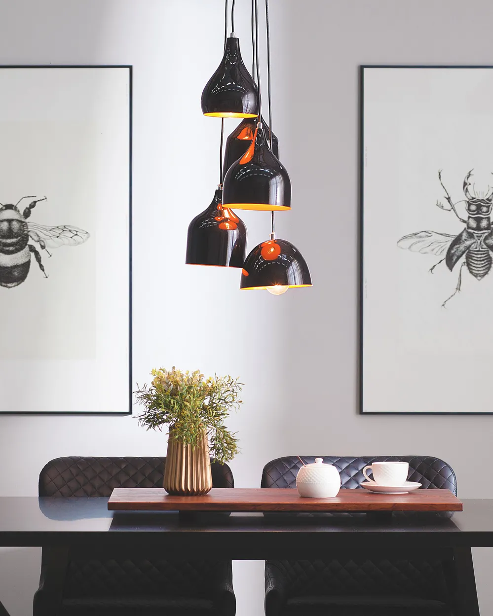 Lampa wisząca SAVIO Metal Złoty brąz Czarny
