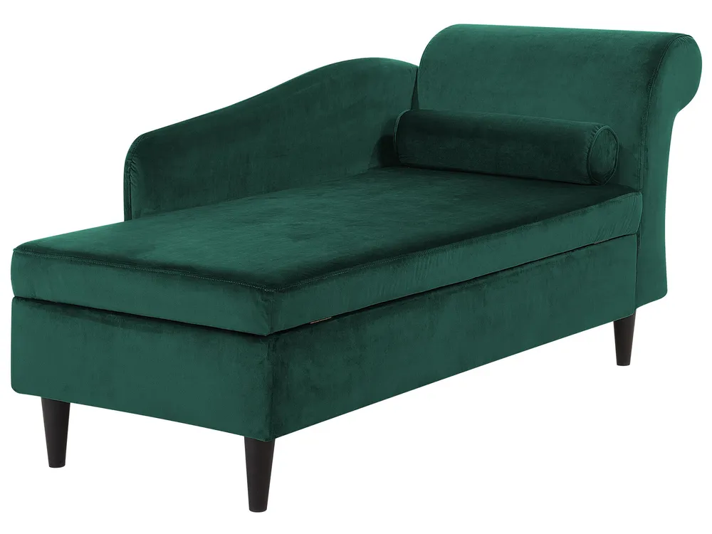 Right-Hand Chaise Longue LUIRO with Storage Velvet Dark Green_772128