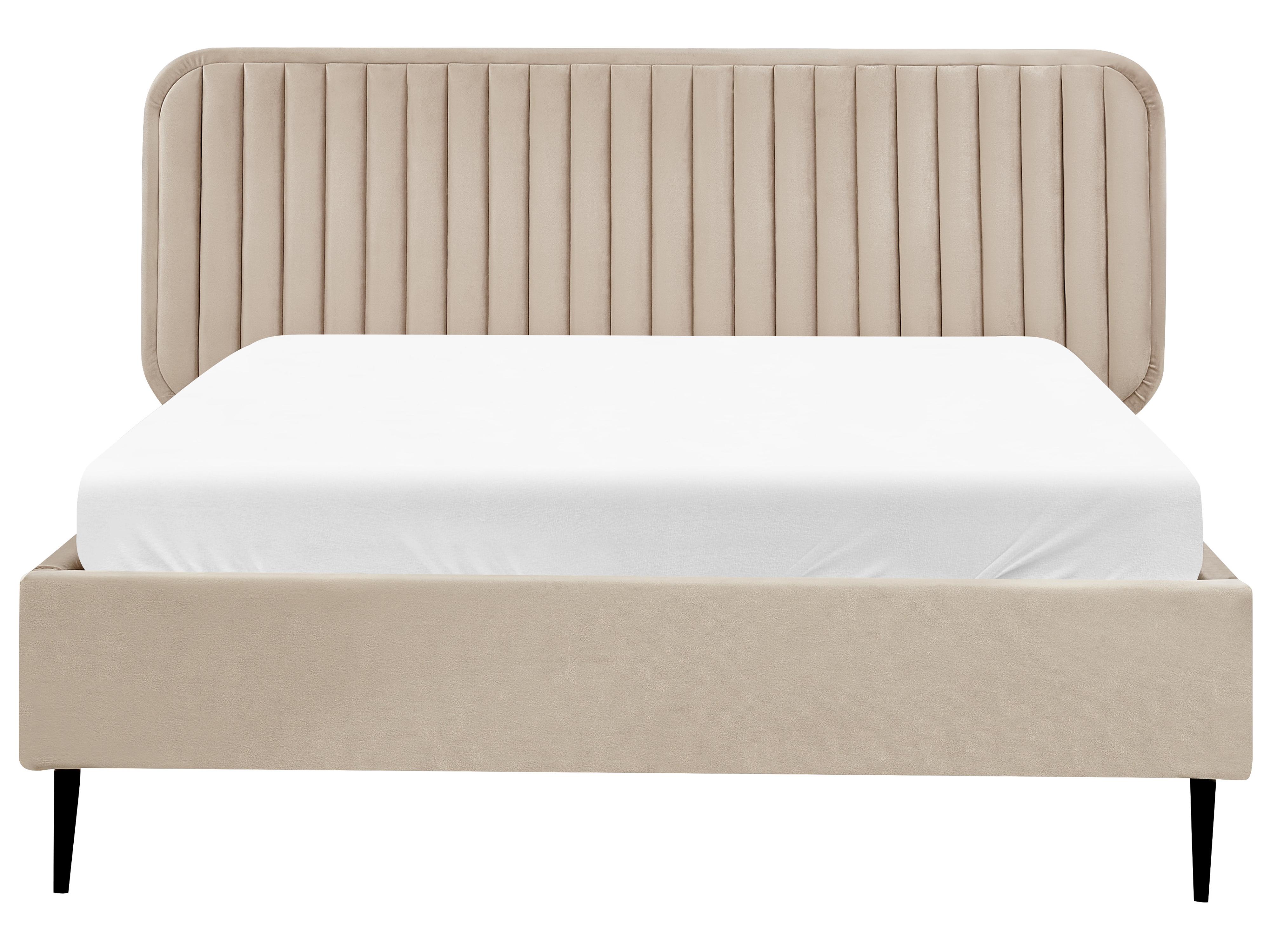 Bett mit Lattenrost Samtstoff BRIN 140 x 200 cm Taupe_942103