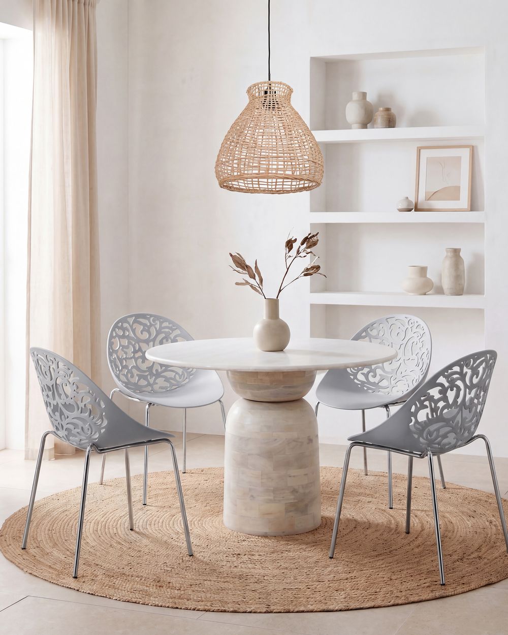 Set of 4 Dining Chairs MUMFORD Light Grey