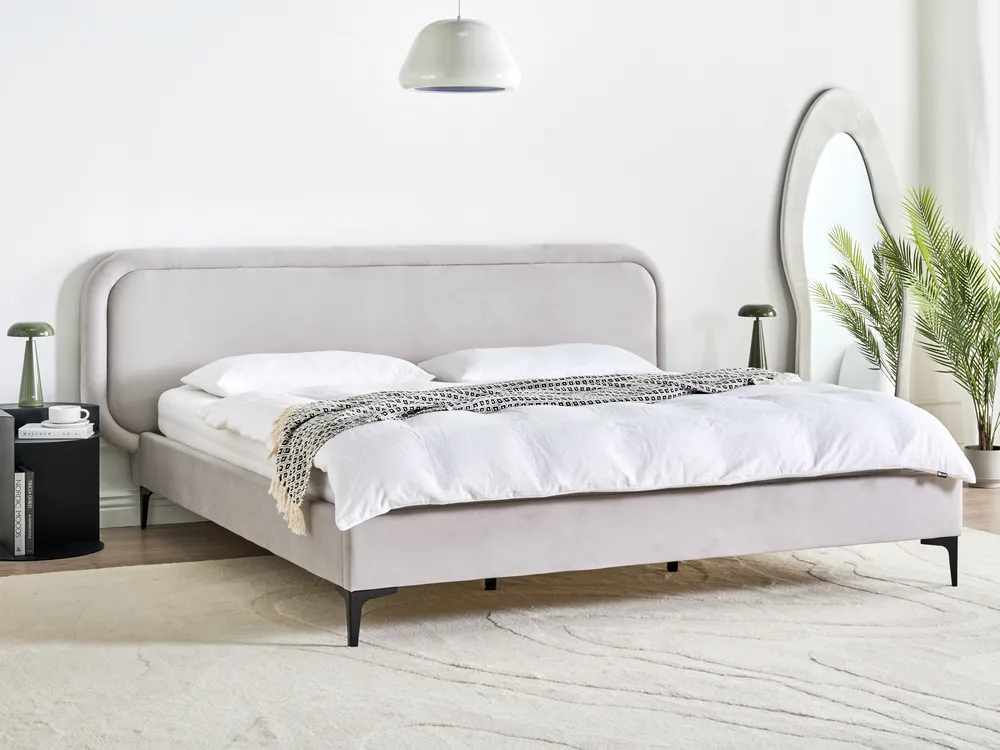 Bed Velvet SUZETTE 180 x 200 cm (EU Super King) Light Grey