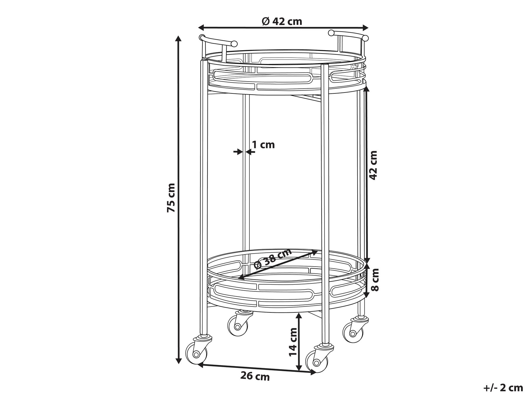 Round Metal Drinks Trolley with Mirrored Top Gold FARLEY_823353 Round Metal Drinks Trolley with Mirrored Top Gold FARLEY_823353
