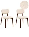 Set of 2 Dining Chairs MILLS Boucle Brown/ Light Beige