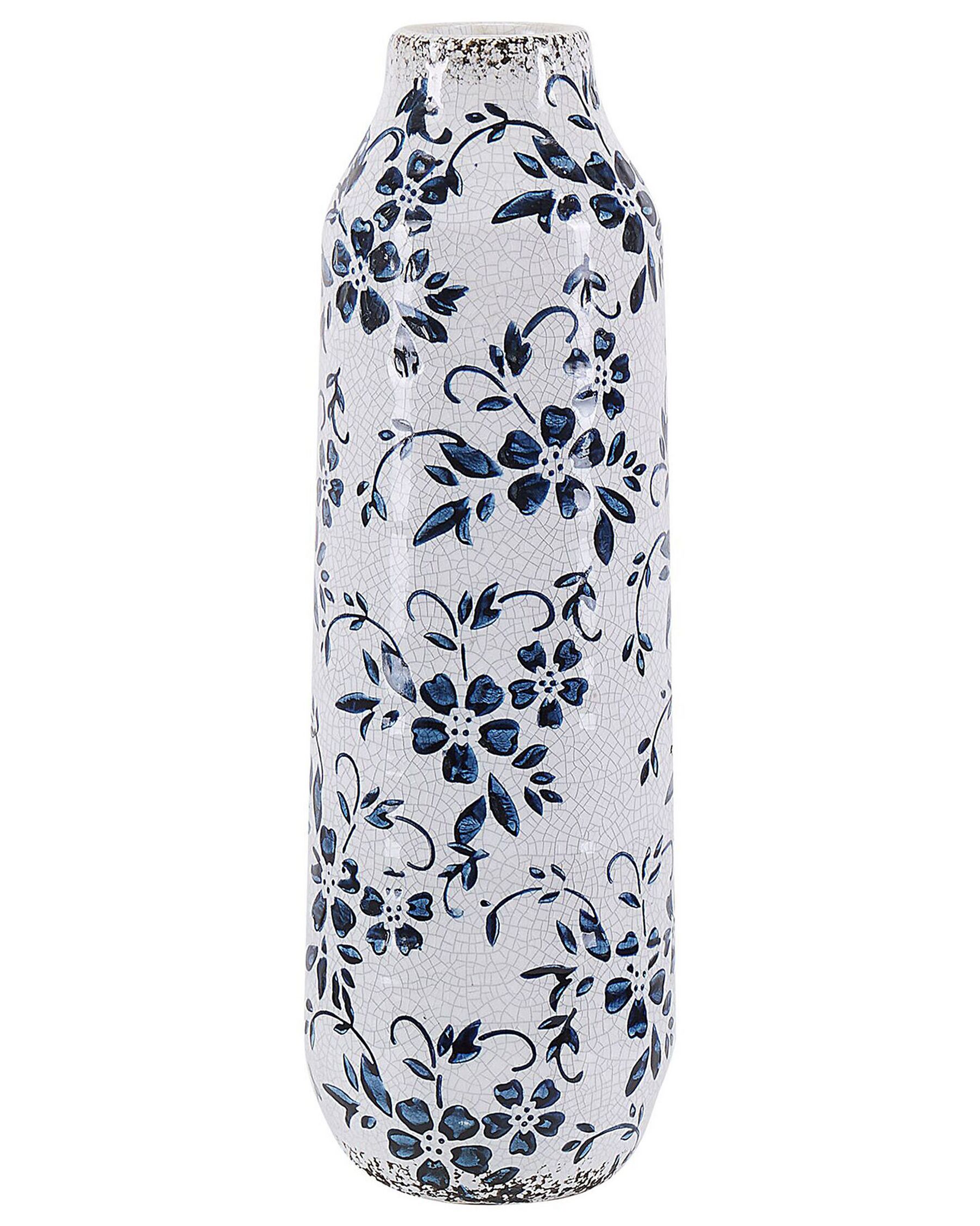 Vase à fleurs blanc et bleu marine 30 cm MULAI_810756