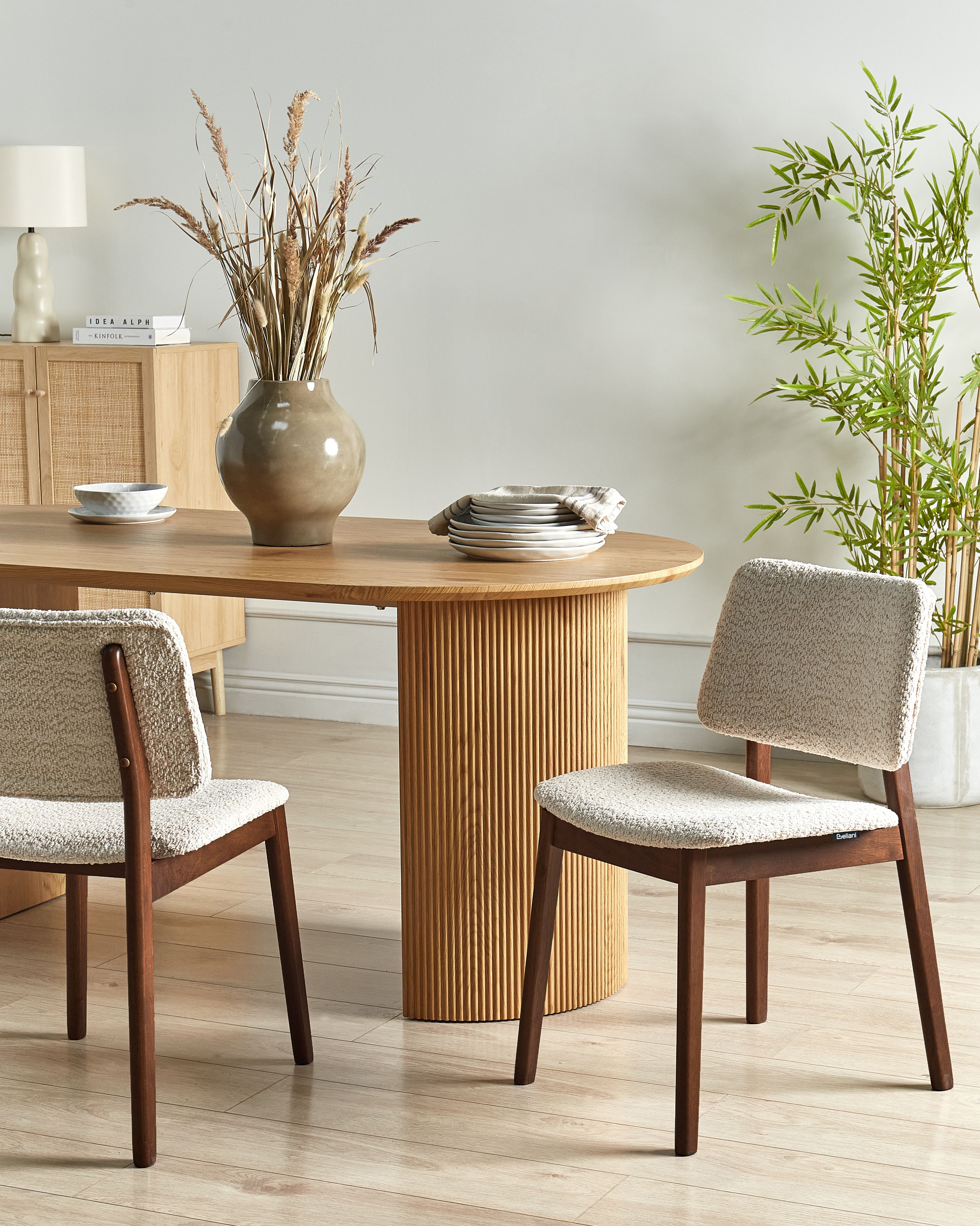 Sett med 2 spisestoler i tre Mørk og beige BLANE | Beliani.no