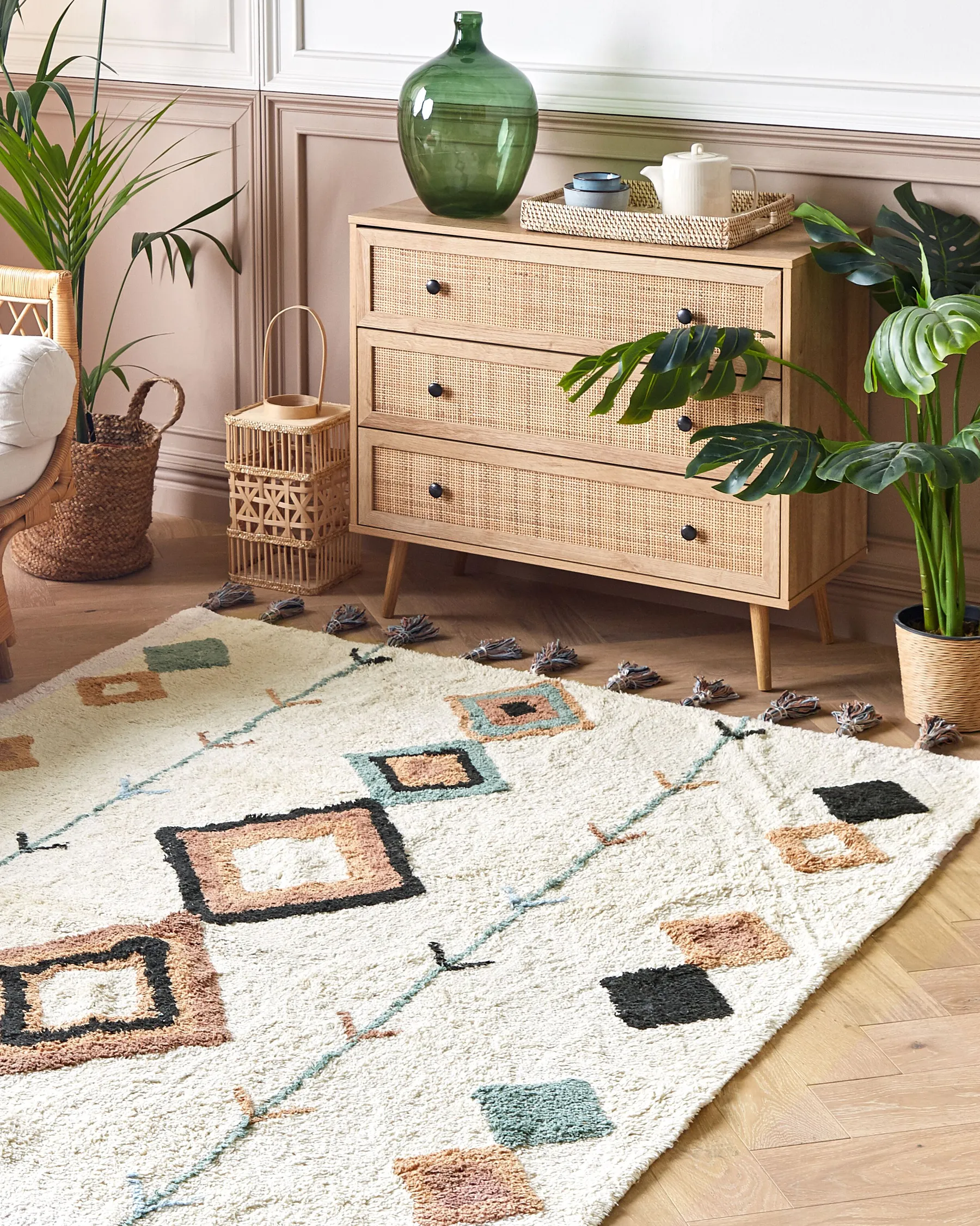 Tappeto ESKISEHIR Beige 140 x 200 cm Cotone_839641