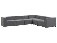 Divano angolare da giardino con pouf 7 posti AREZZO Modulare Grigio Lato Sinistro_778115