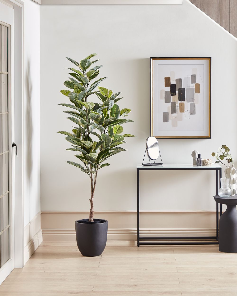 Ficus Artificiale 130cm HomCom Con Vaso - Pianta Finta Realistica Per Interni Ed Esterni - Foto 4