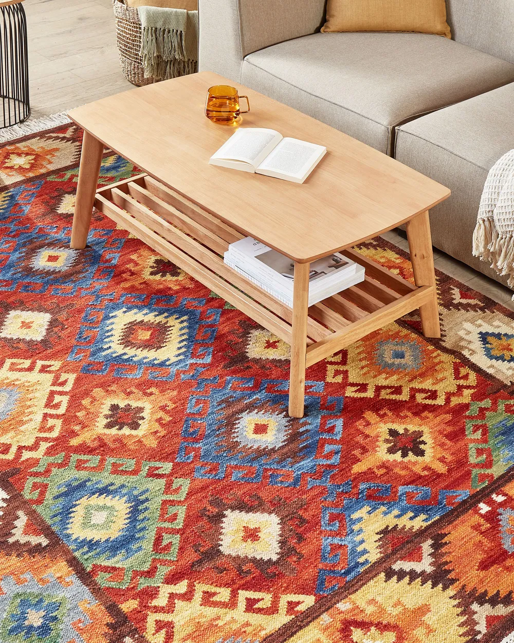 Dywan ZOVUNI Kolorowy 160 x 230 cm Kilim Wełna