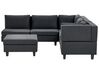 5 Seater Modular Fabric Corner Sofa with Ottoman Black UNSTAD_924826